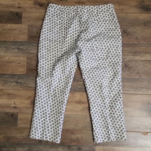 Adrianna Papell High Rise Floral Daisy Cropped Capris Stretch Pants Size 10 - Picture 2 of 11